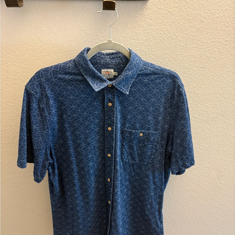 Faherty Navy Geometric Men's Shirt